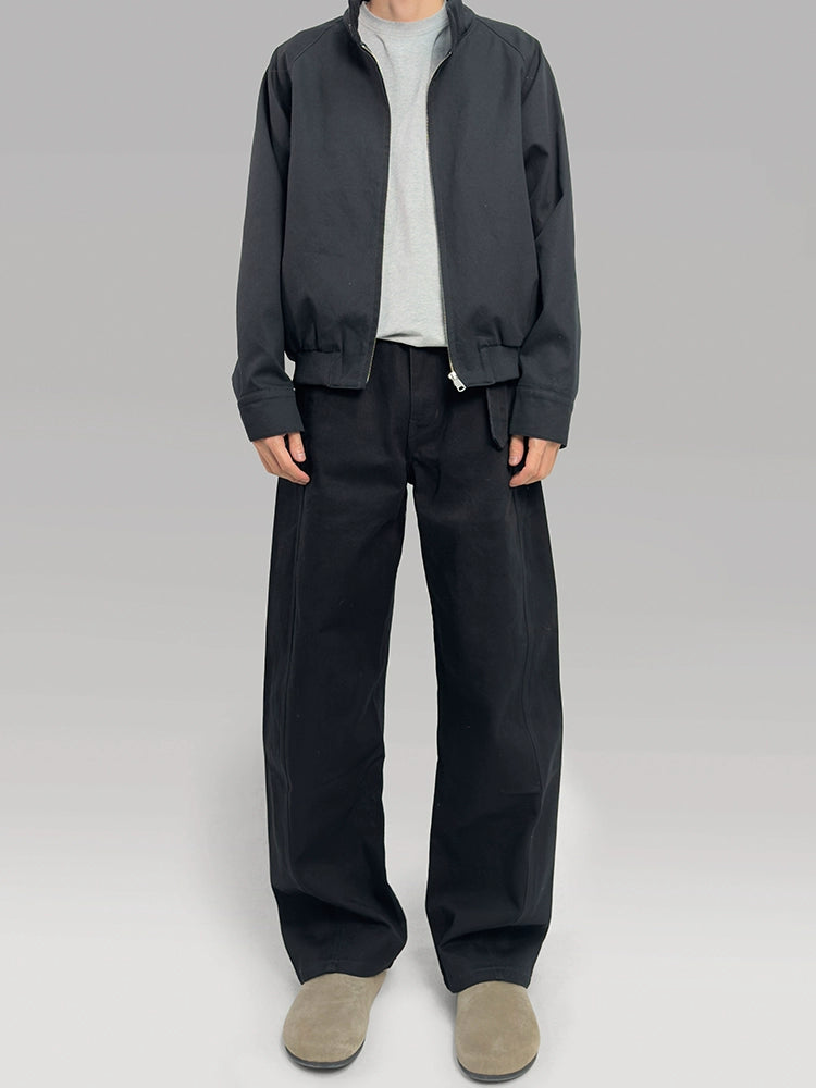 PLUS NO LOGO silhouette zipper old money wind jacket