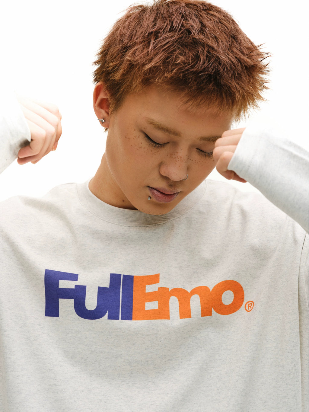 NOVACAM Retro Alphabet Print Fun Spoof Logo Long Sleeve