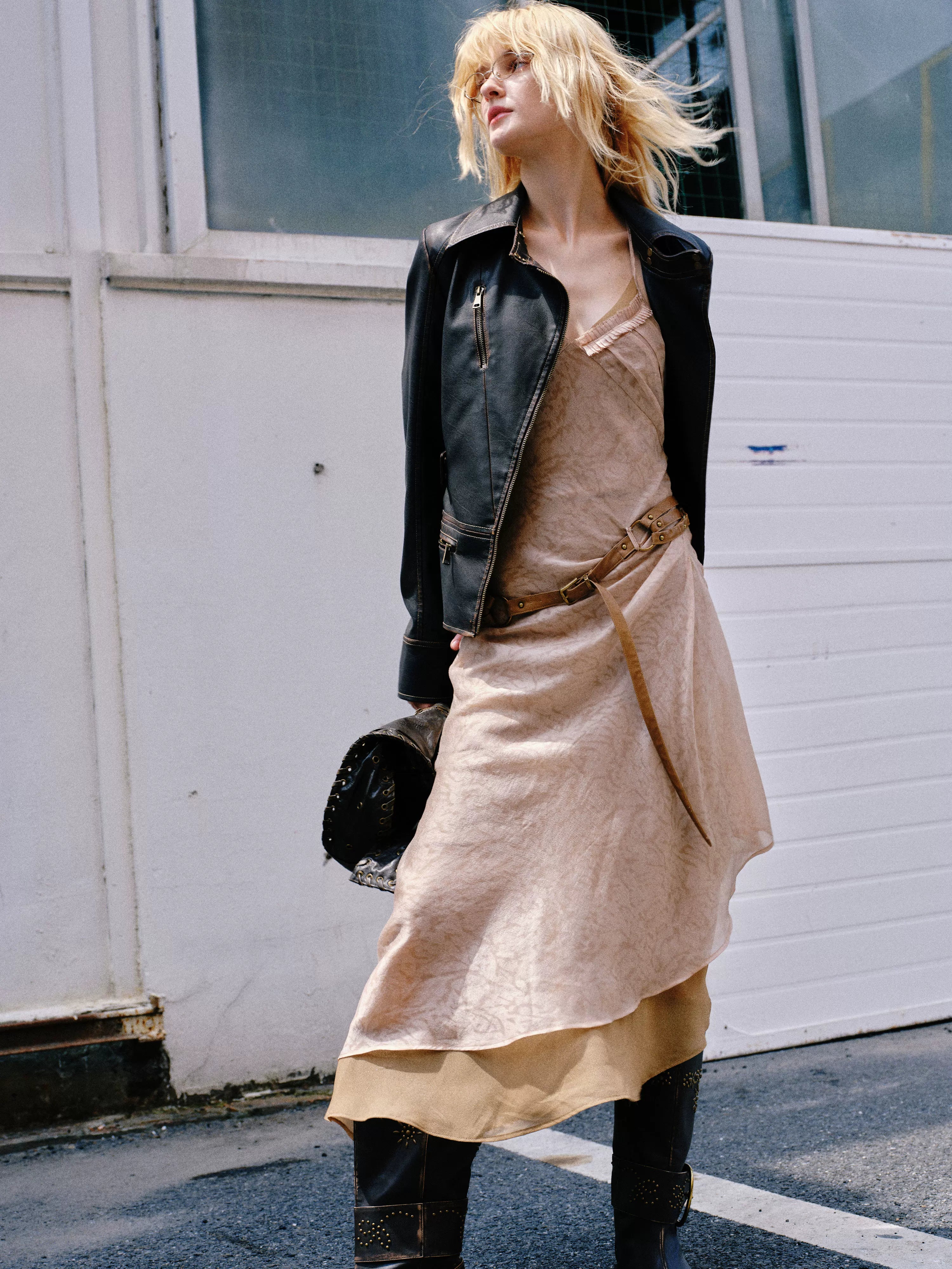 2th Desire Vintage Slim Short Leather Jacket