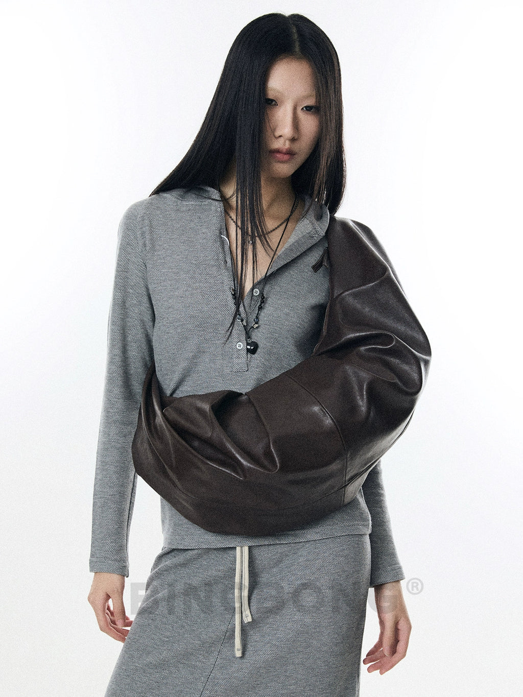 BINGBONG Simple Knotted Pleated Shoulder Messenger Bag