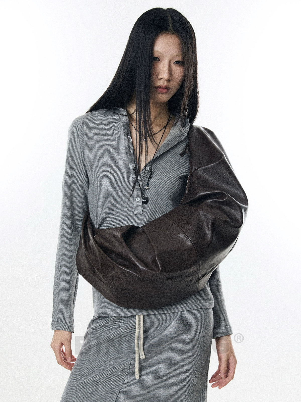 BINGBONG Simple Knotted Pleated Shoulder Messenger Bag