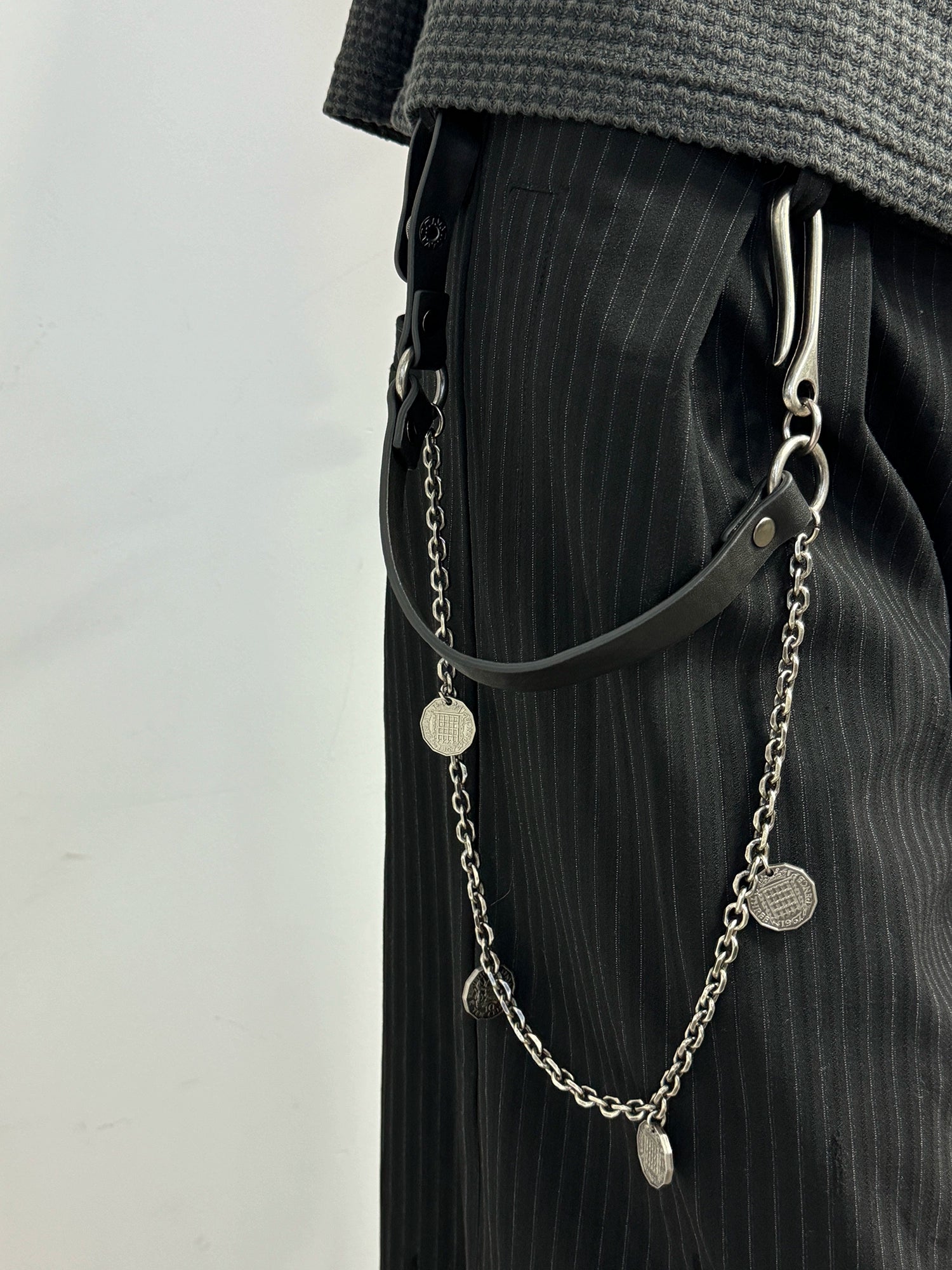 NOT UGLY Top Cowhide "Silver Coin" Double Trouser Chain Pendant Accessories