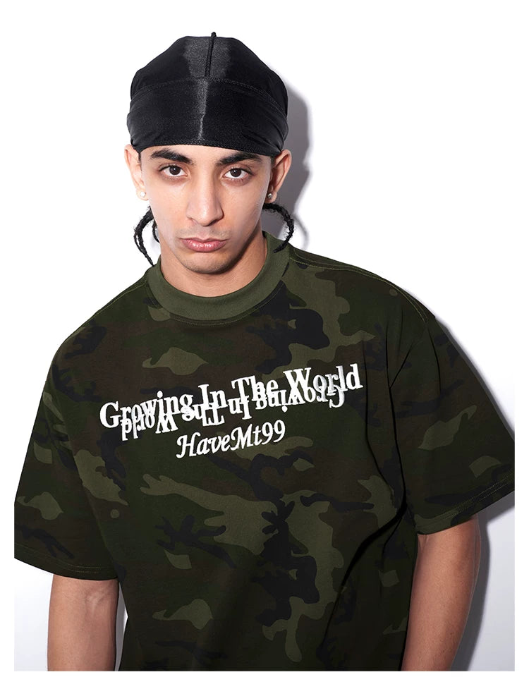 MT99 Camouflage Letter Embroidery Versatile Tee