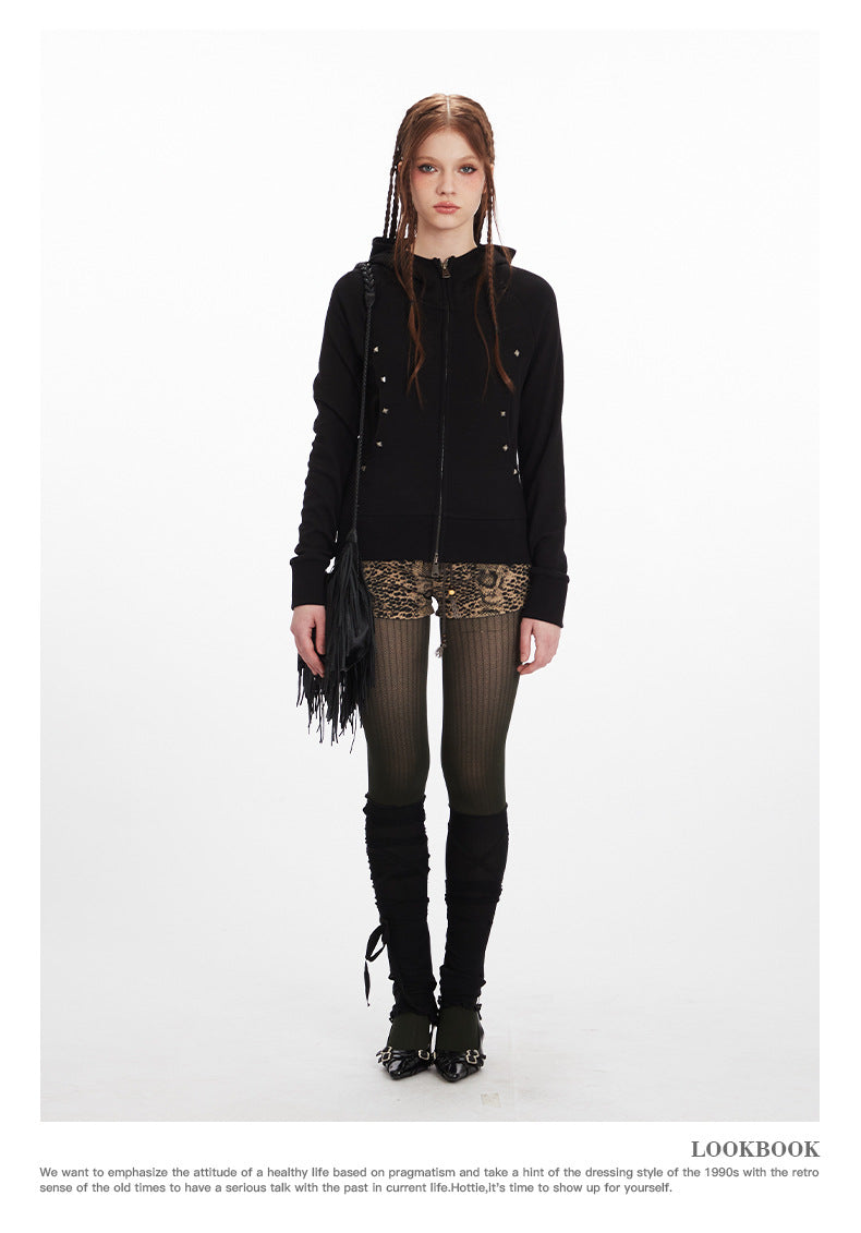 Nariele Shoulder Slim Short Double Zip Jacket