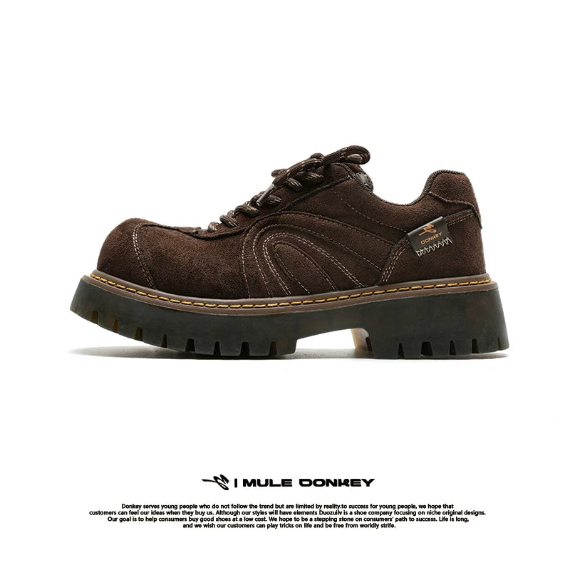 Donkey Retro Big Head Suede Platform Shoes