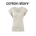 Cantonstory V Neck Shoulder Slim Breathable Tee