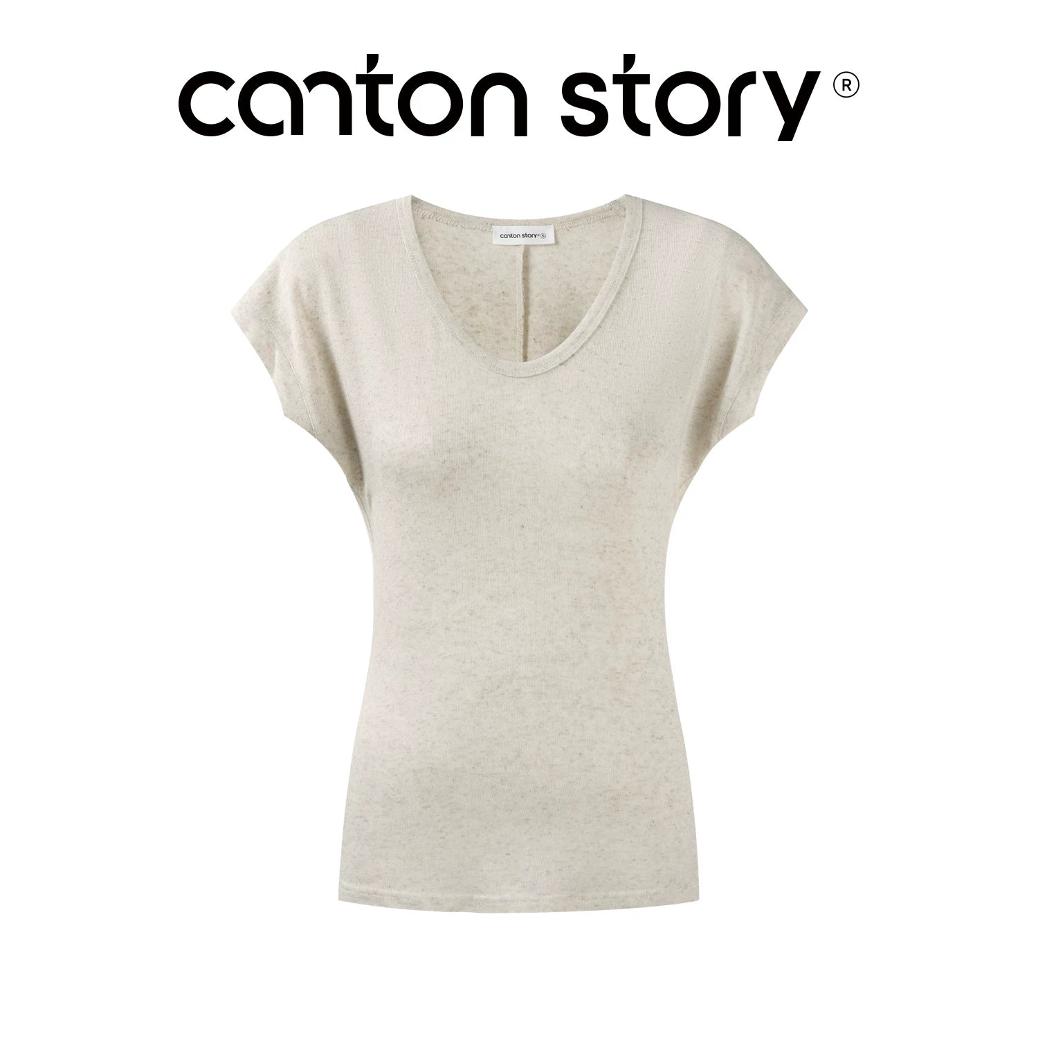 Cantonstory V Neck Shoulder Slim Breathable Tee