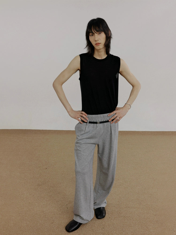 COLN Casual Loose Elastic Waist Pleated Sweatpants