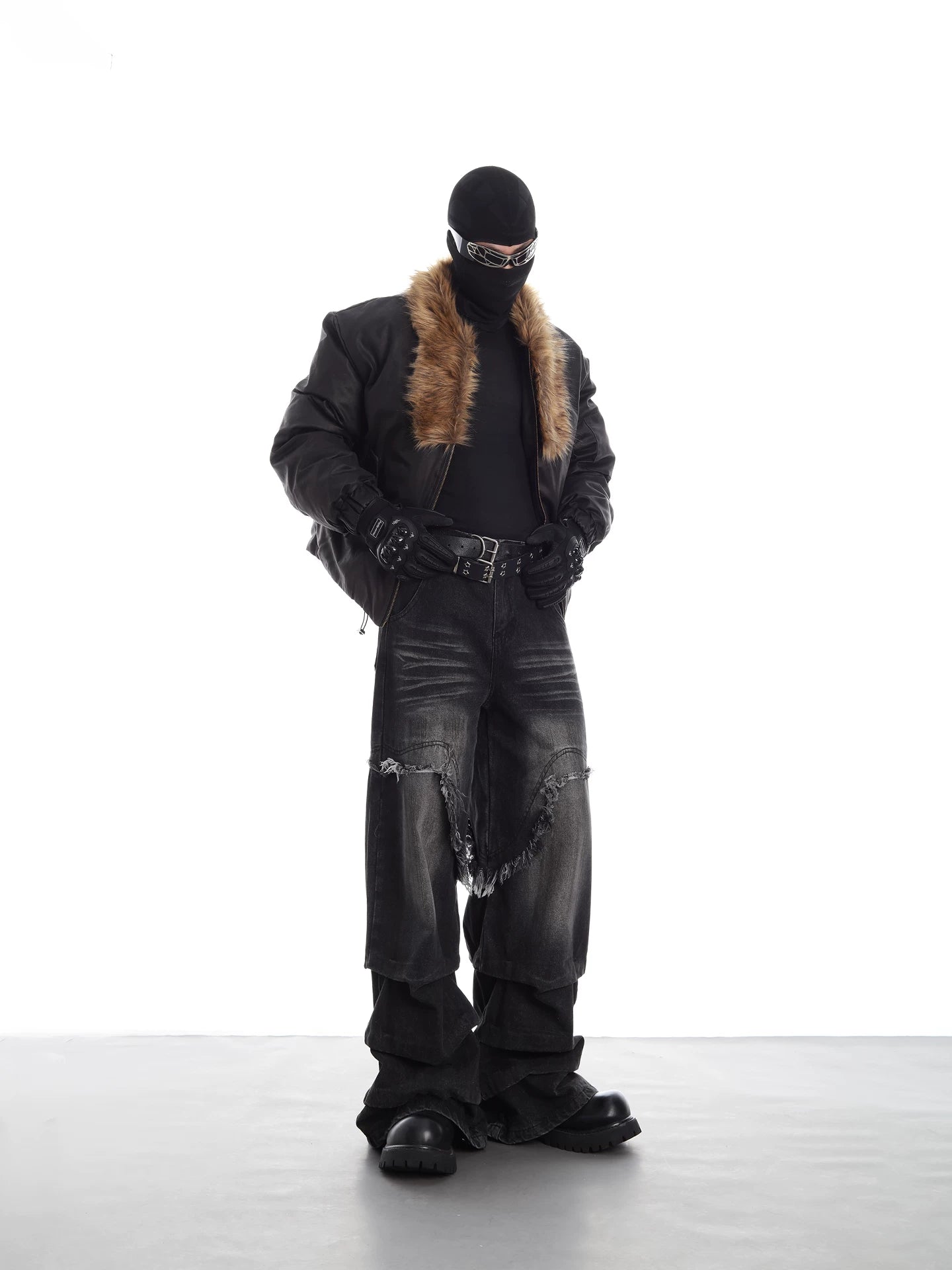 NUndeFineD Rough-trimmed Wide-leg Jeans