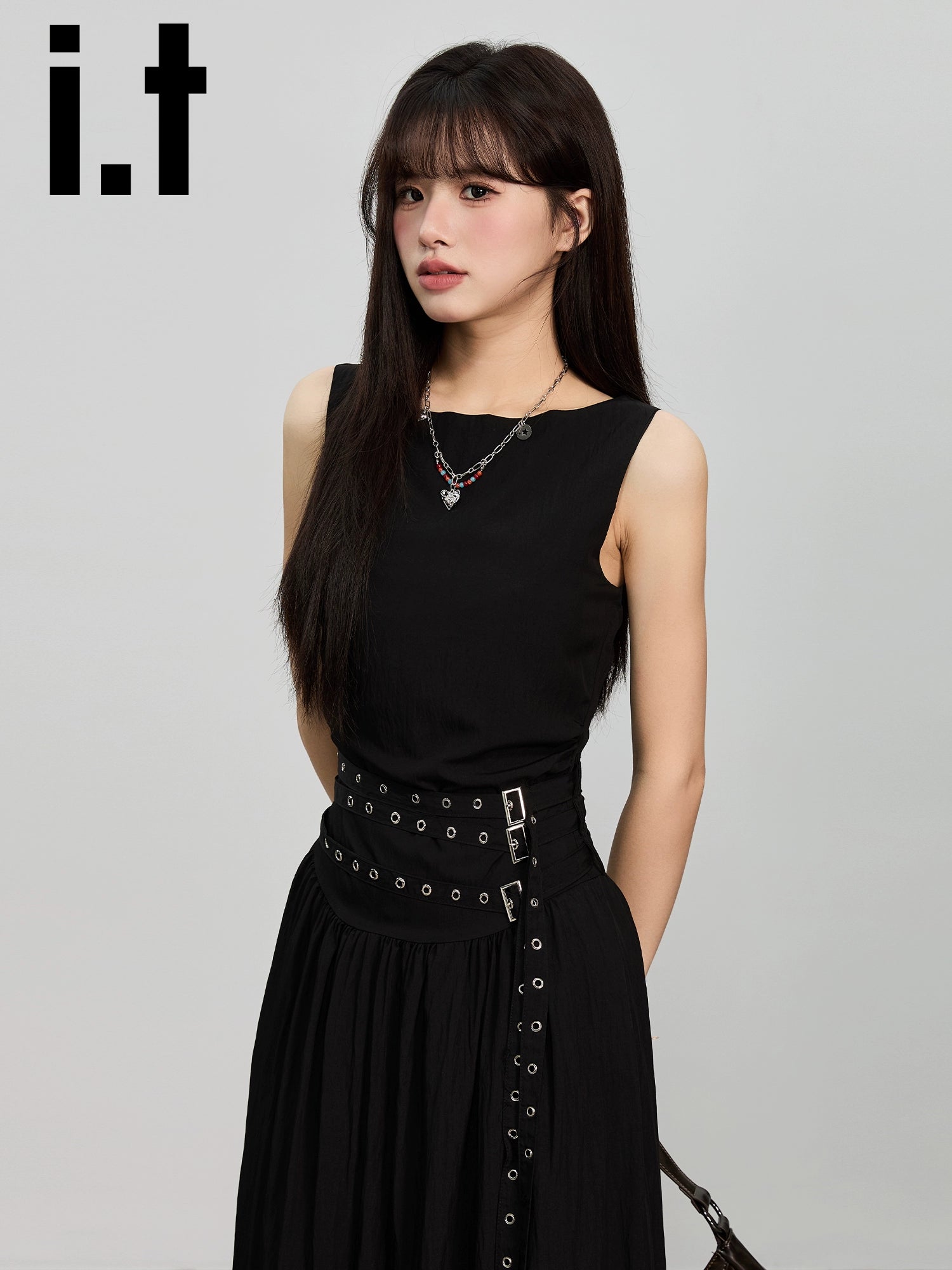 IT: CHOCOOLATE Sleeveless Vest Waist Temperament High-end Dress