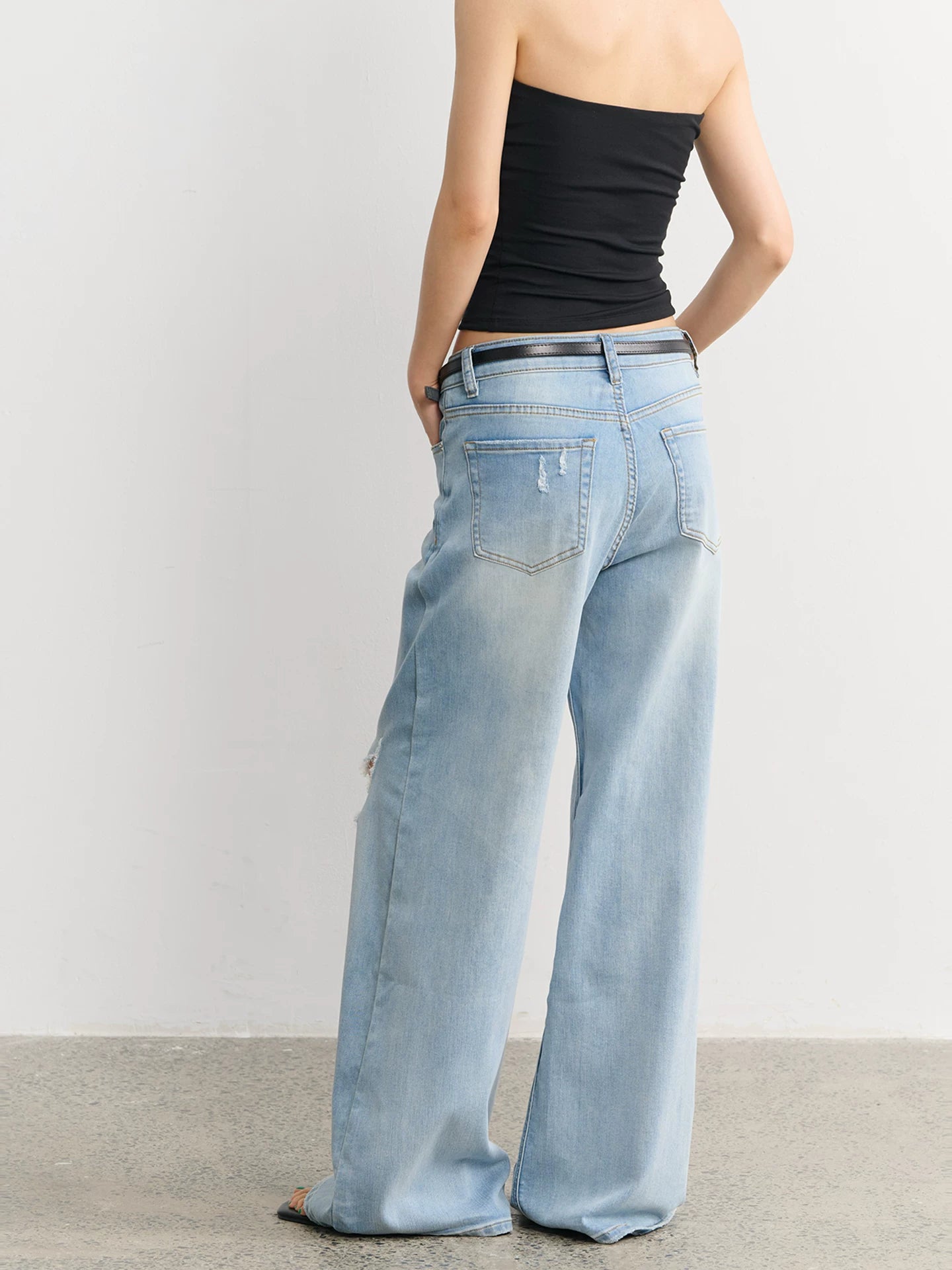 LINY LIBERTY Loose Ripped Wide-leg Jeans