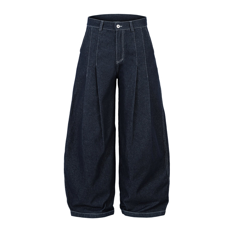 (Clearance) BTSG waist pleated scimitar RAW jeans