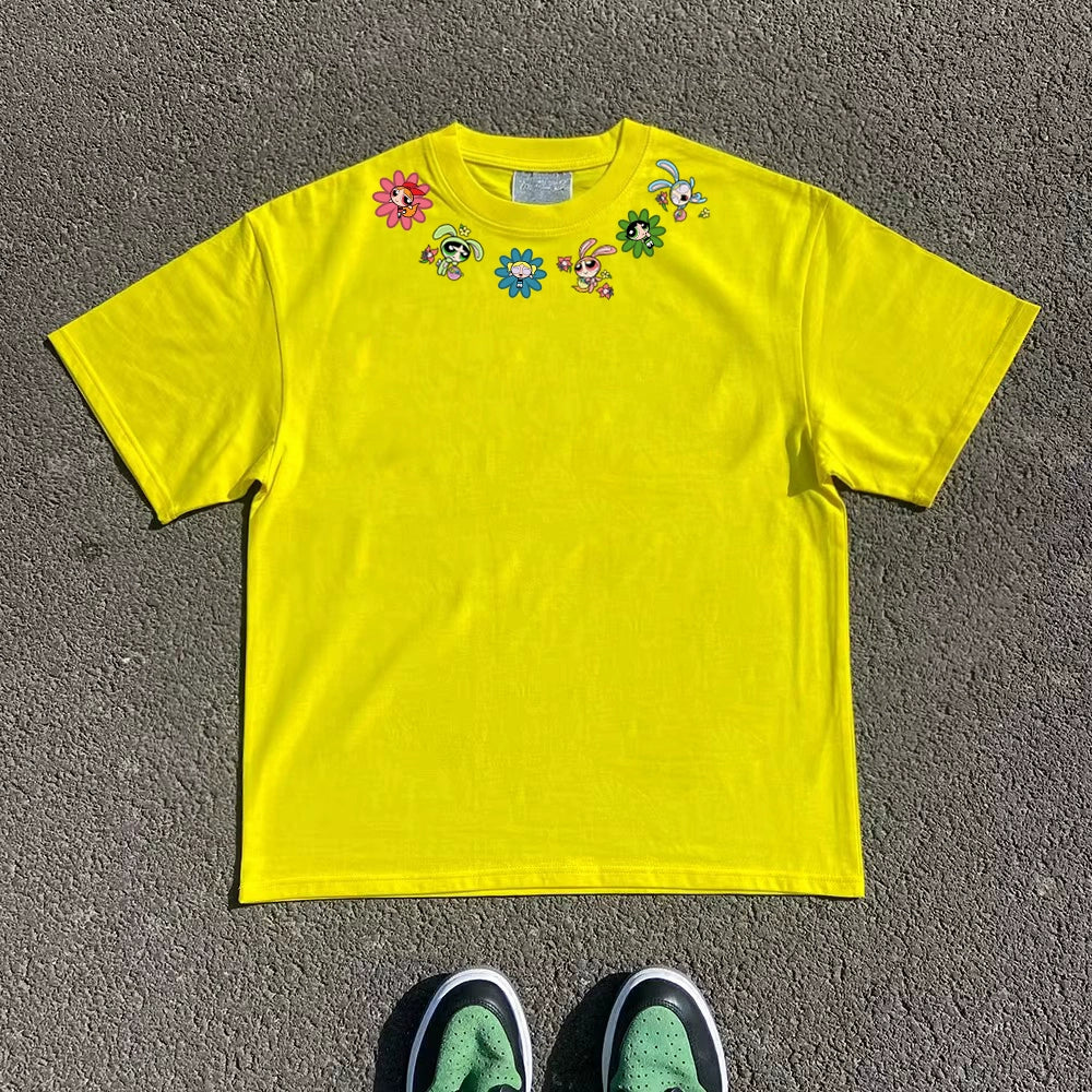 Wang Youbing Studio! Powerpuff Neckline 220g 100% Cotton Tee