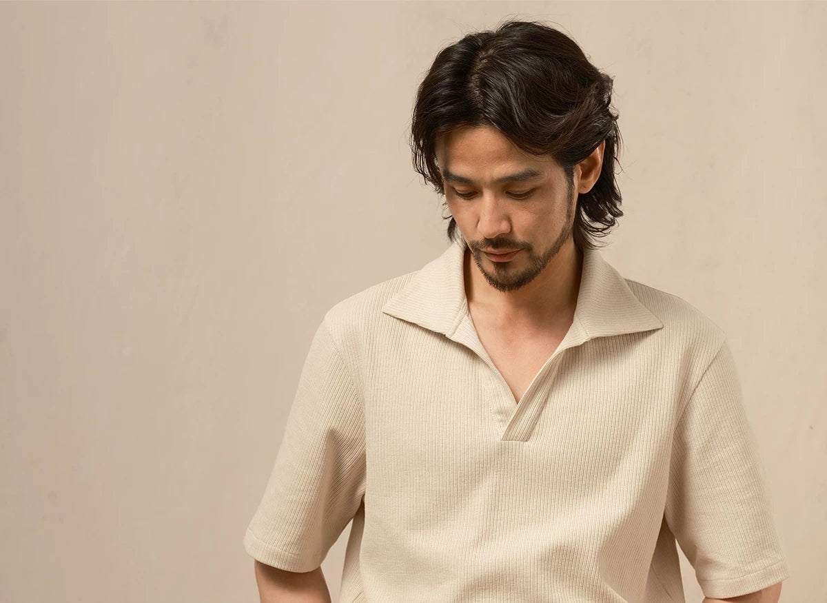 CULTUM Soft and Light Three-dimensional Striped Breathable Knitted Tee