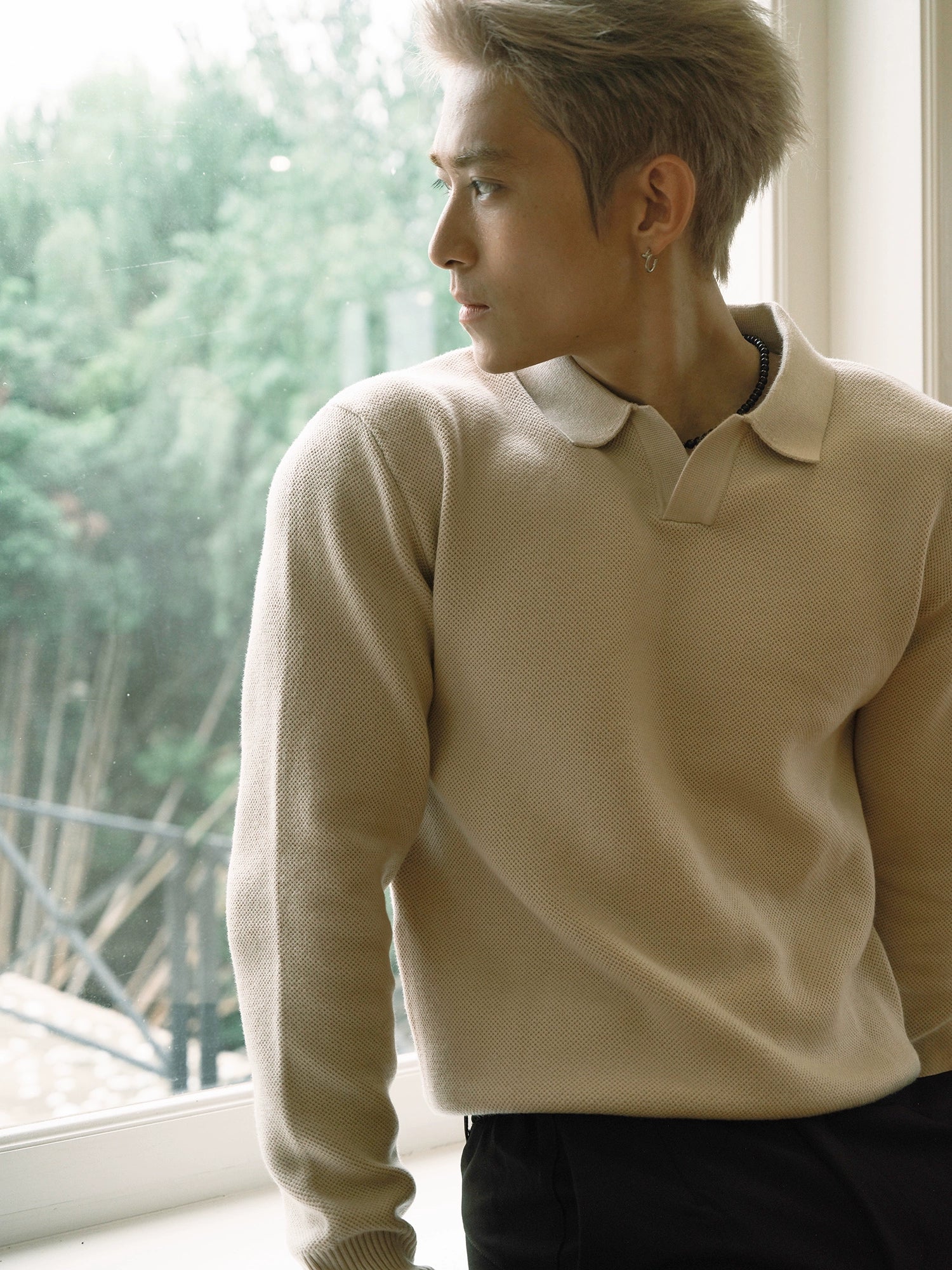 GTAL Retro Casual Long-sleeved Lapel Knitted Sweater