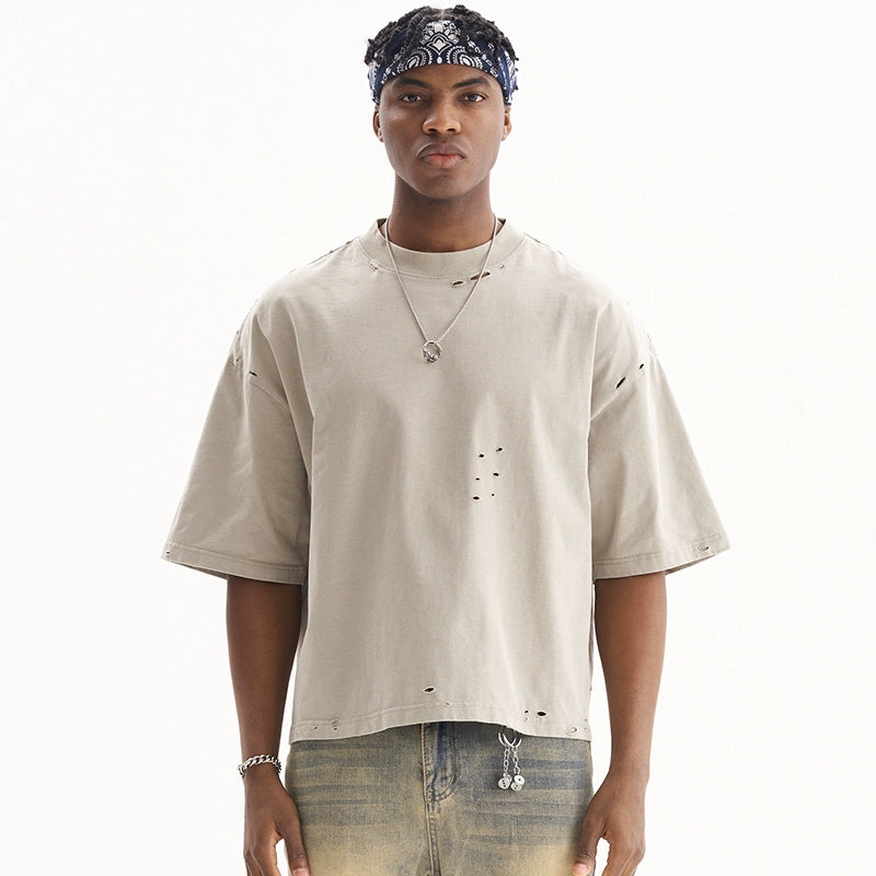 FIVE MEN heavy cotton Distressed Boxy Tee