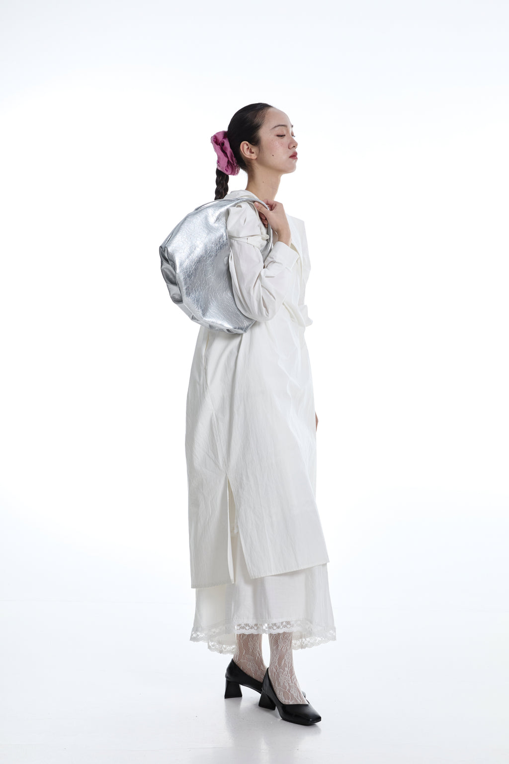 DirtySix Fuka bento bag soft pleated shiny leather shoulder underarm bag.