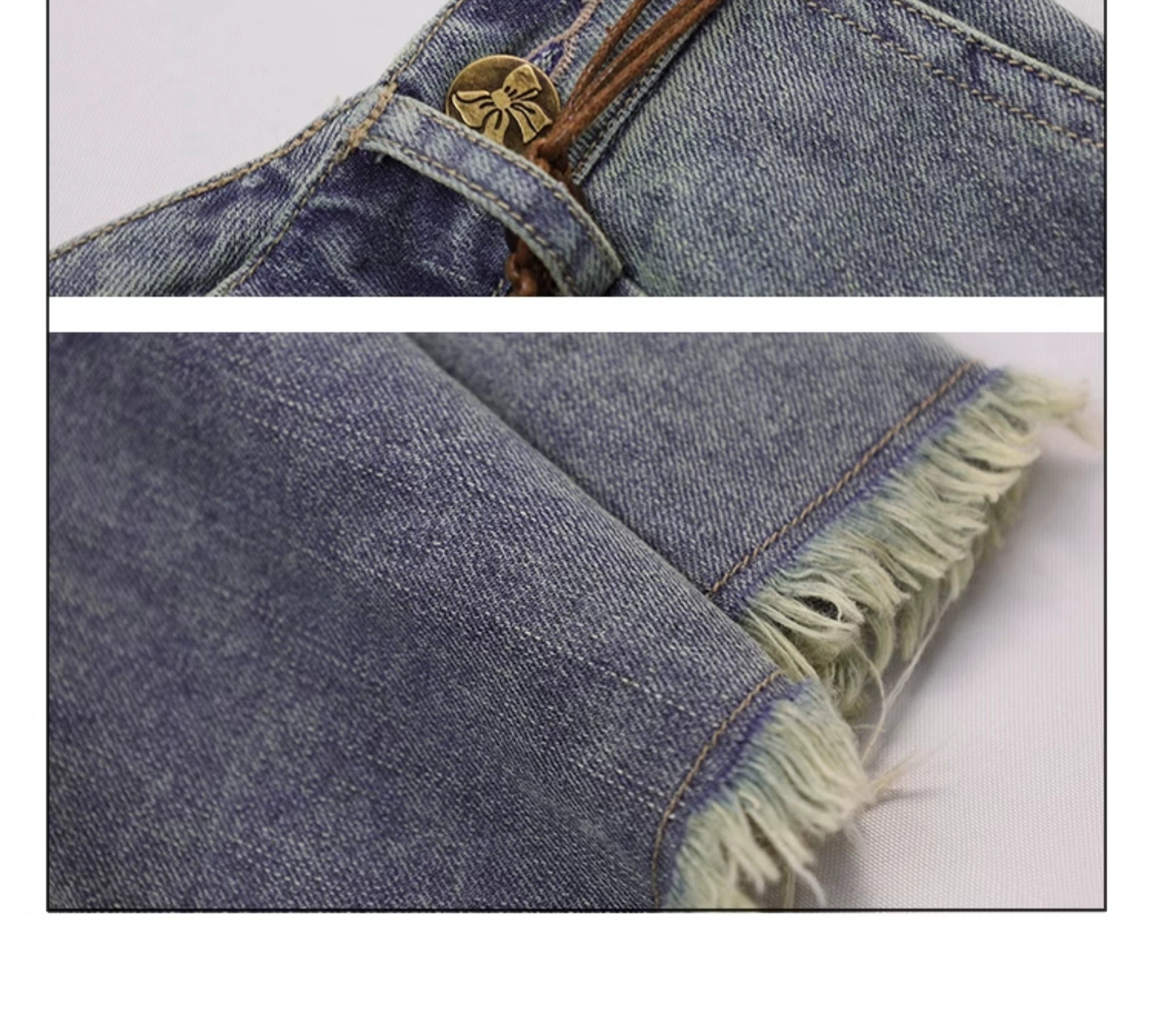 Girlyhalo Vintage High Waist Denim Skirt