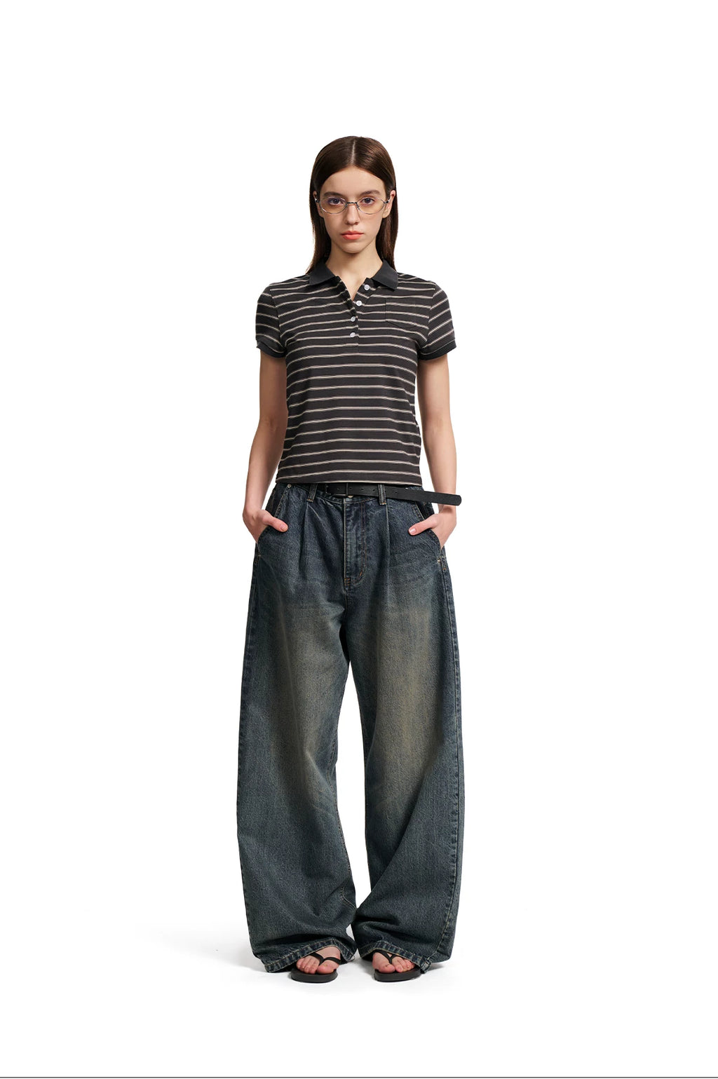 Loopsoon Vintage Striped Pocket Versatile Polo Tee