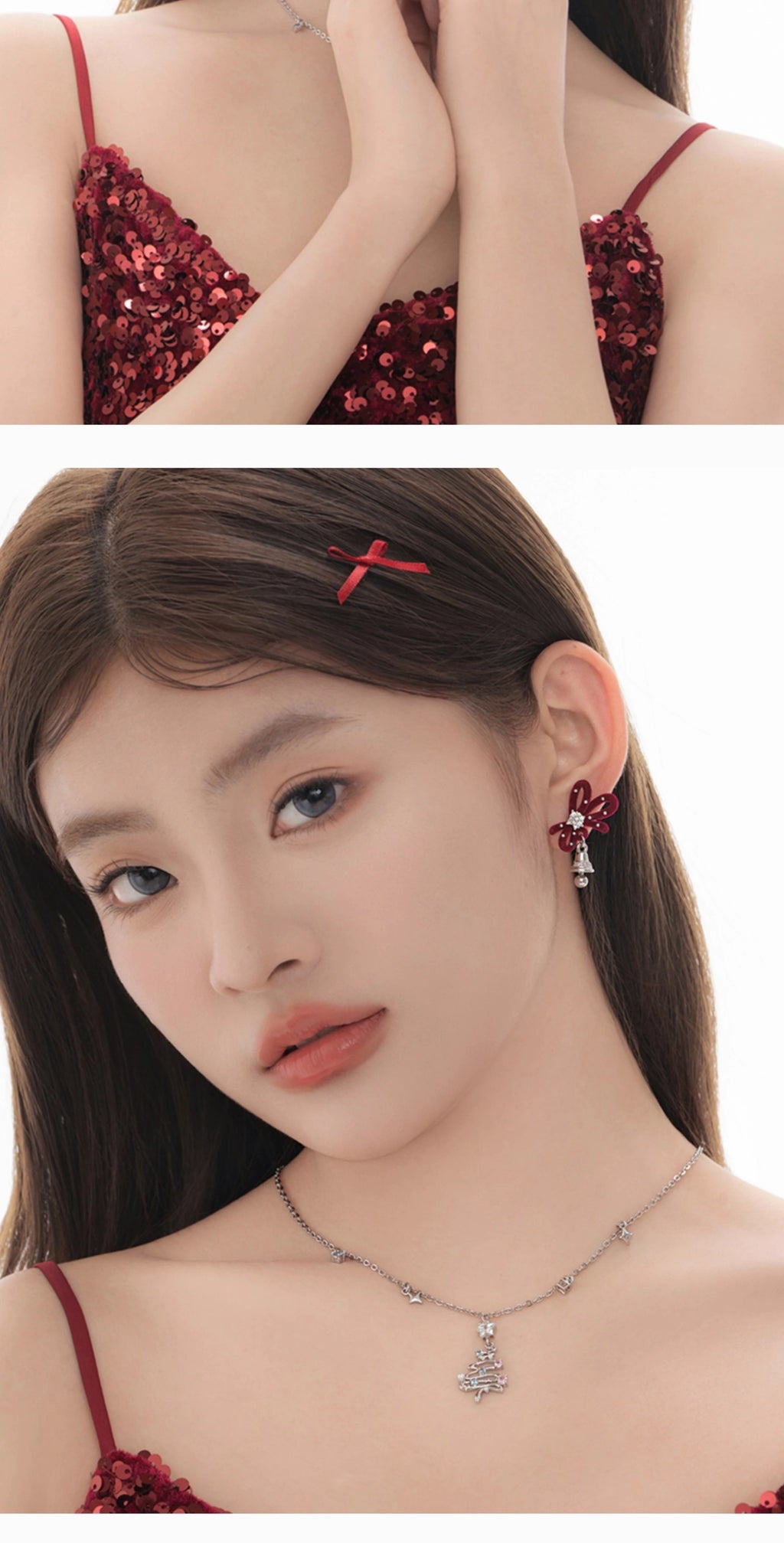 BULUBULU Christmas Red Velvet Bow Stud Earrings