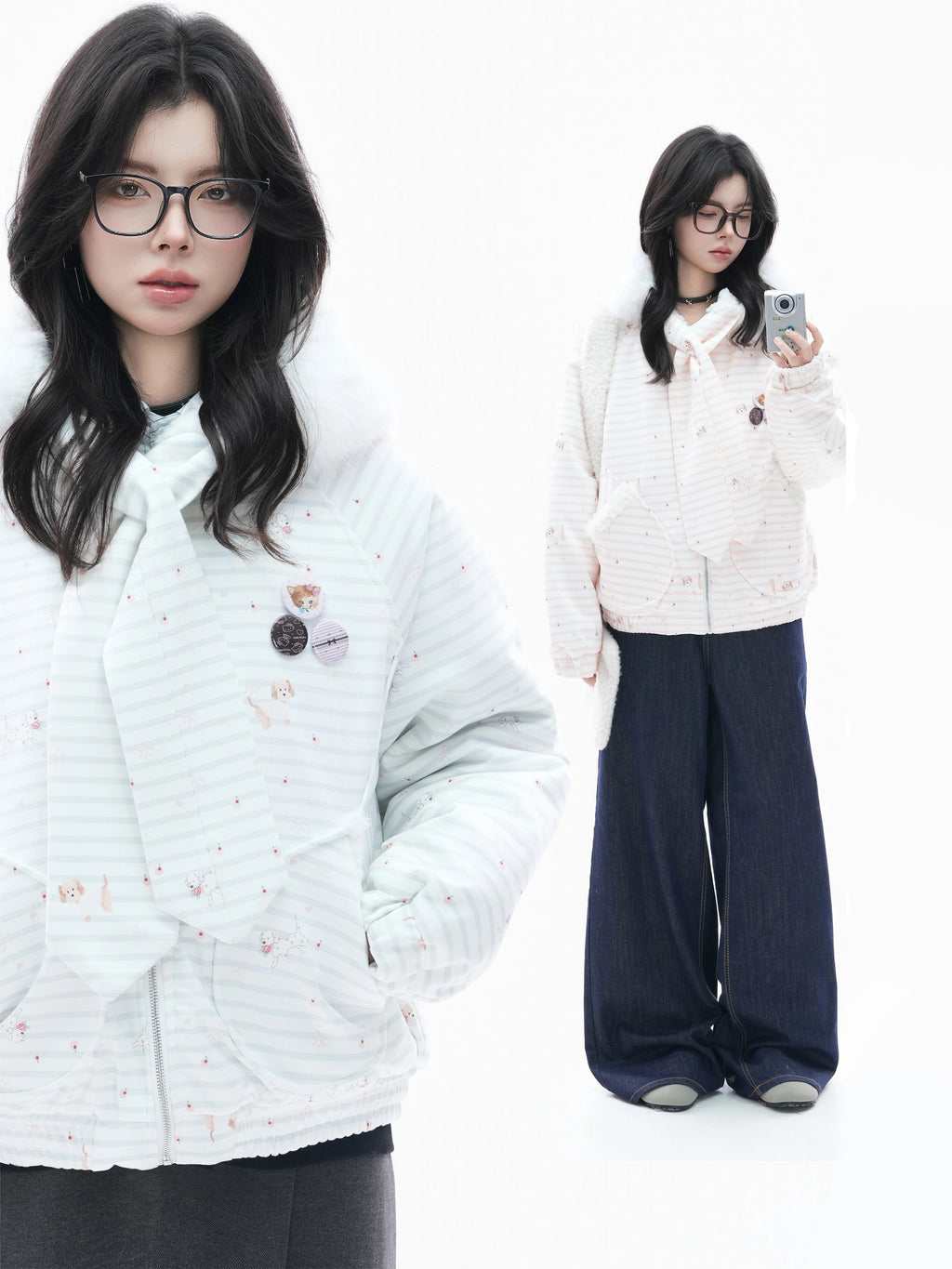 Zuocisankon Cute Puppy Print Soft Waxy Cotton Coat