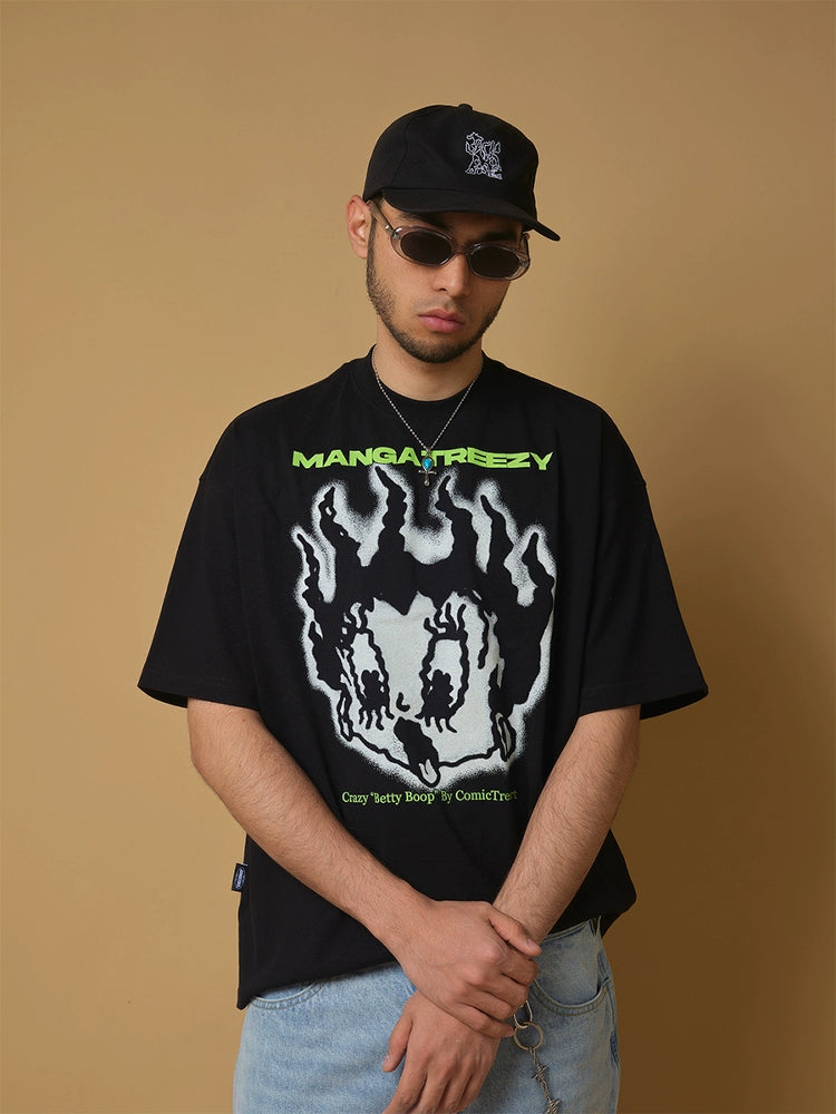 ComicTree C.t  Angry Betty Crew Neck Short Sleeve Tee