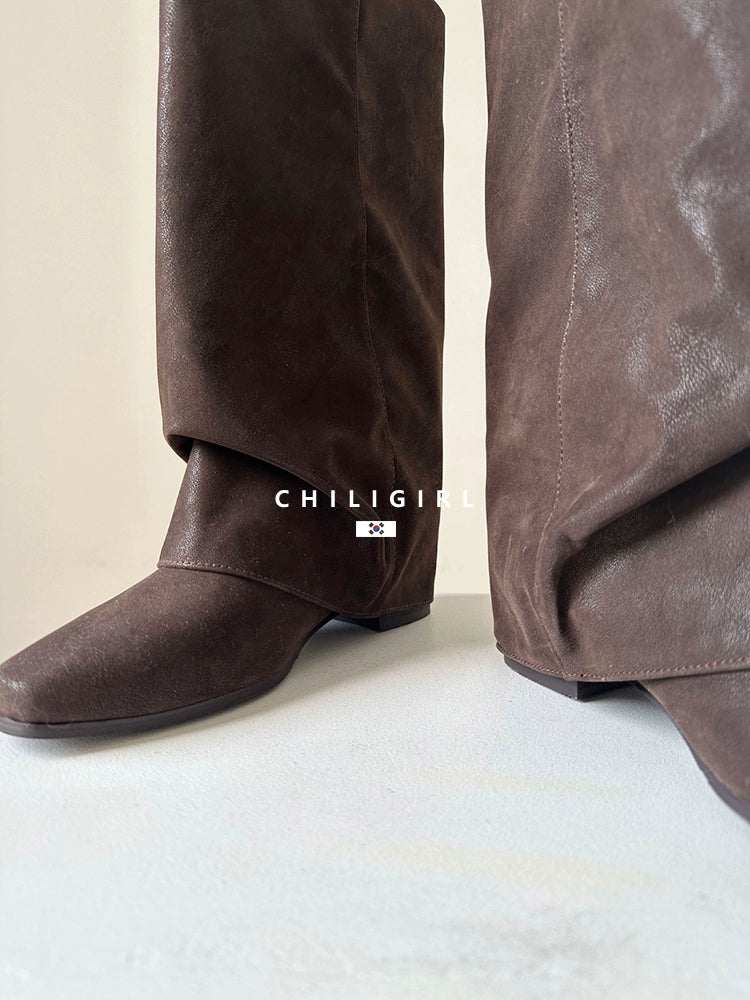 CHILIGIRL Pleated Knee Boots