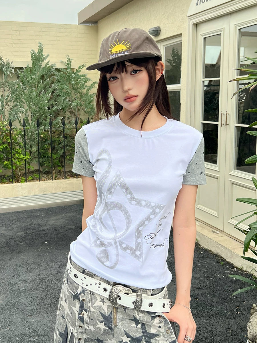 404MOB Versatile Sweet Music Note Print Thin Tee