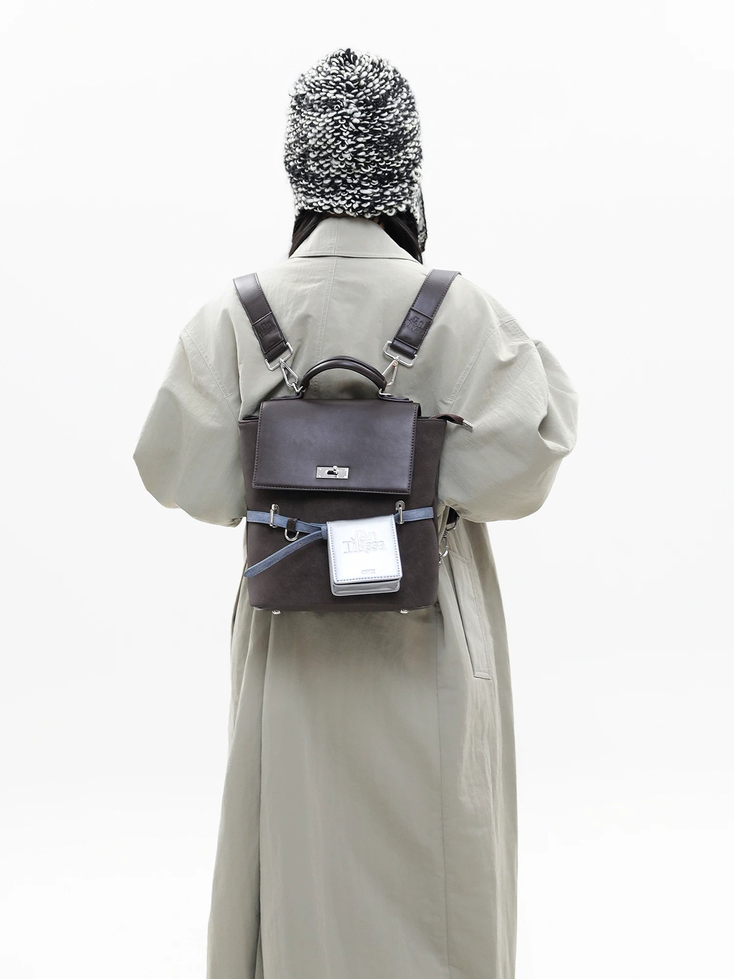 JANDRESS Vintage College Belt Decorative Contrast Backpack