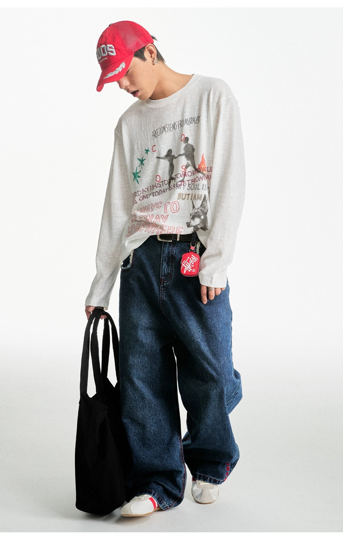 CoosRetro Vintage Loose Breathable Hot Diamond Printed Long Sleeve