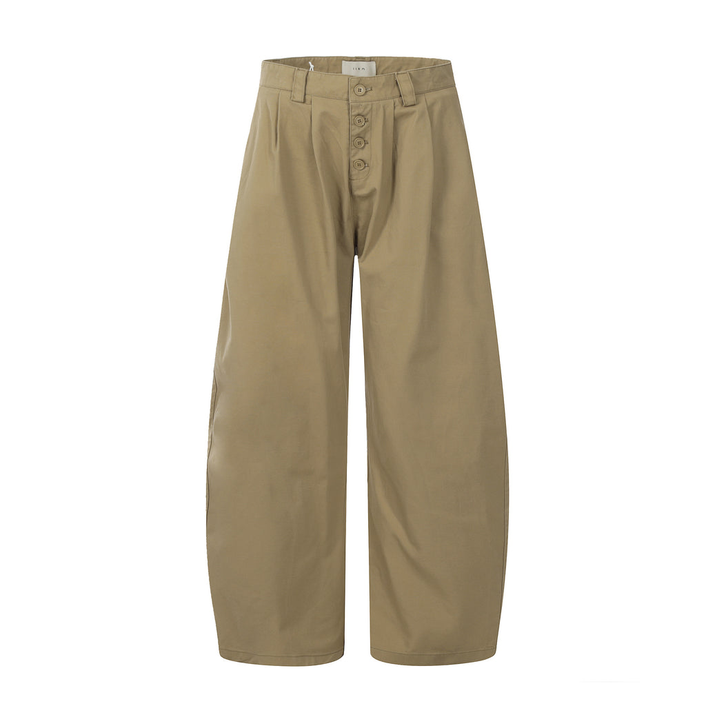 11KN button pleated three-dimensional tailoring scimitar pants