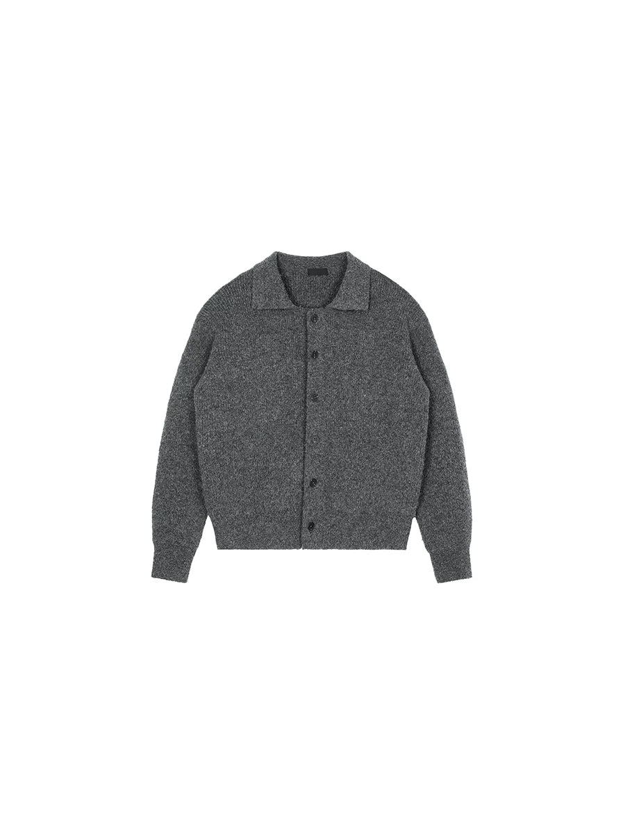 PLUS NO LOGO Thickened Lapel Short Sweater Cardigan