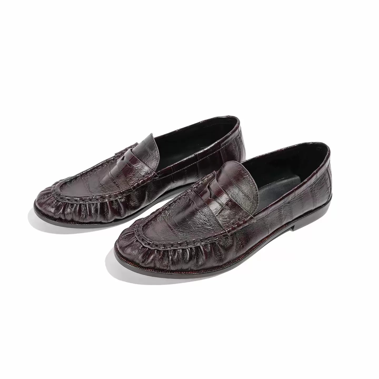 AMBSOM Pointed Eel Pattern One-pedal Leather Shoes