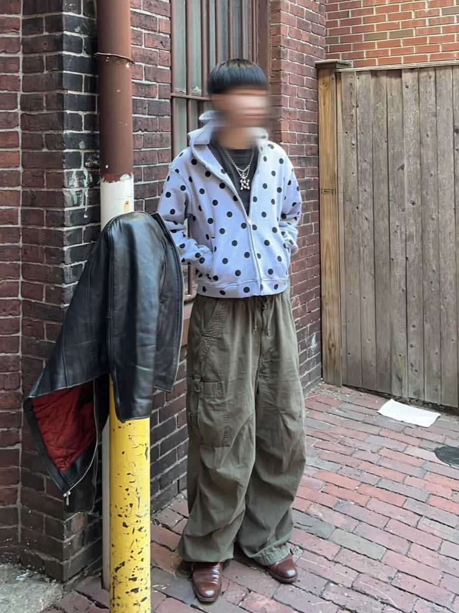 FTS Polka Dot Shoulder Short Zip Hooded Jacket