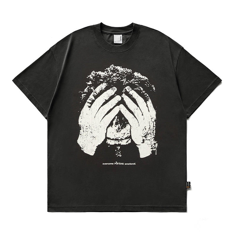 Remedy Portrait Crack Printing Half Sleeve Tee