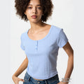 Uniqlo Ribbed Henry Collar Printed Babes Tee