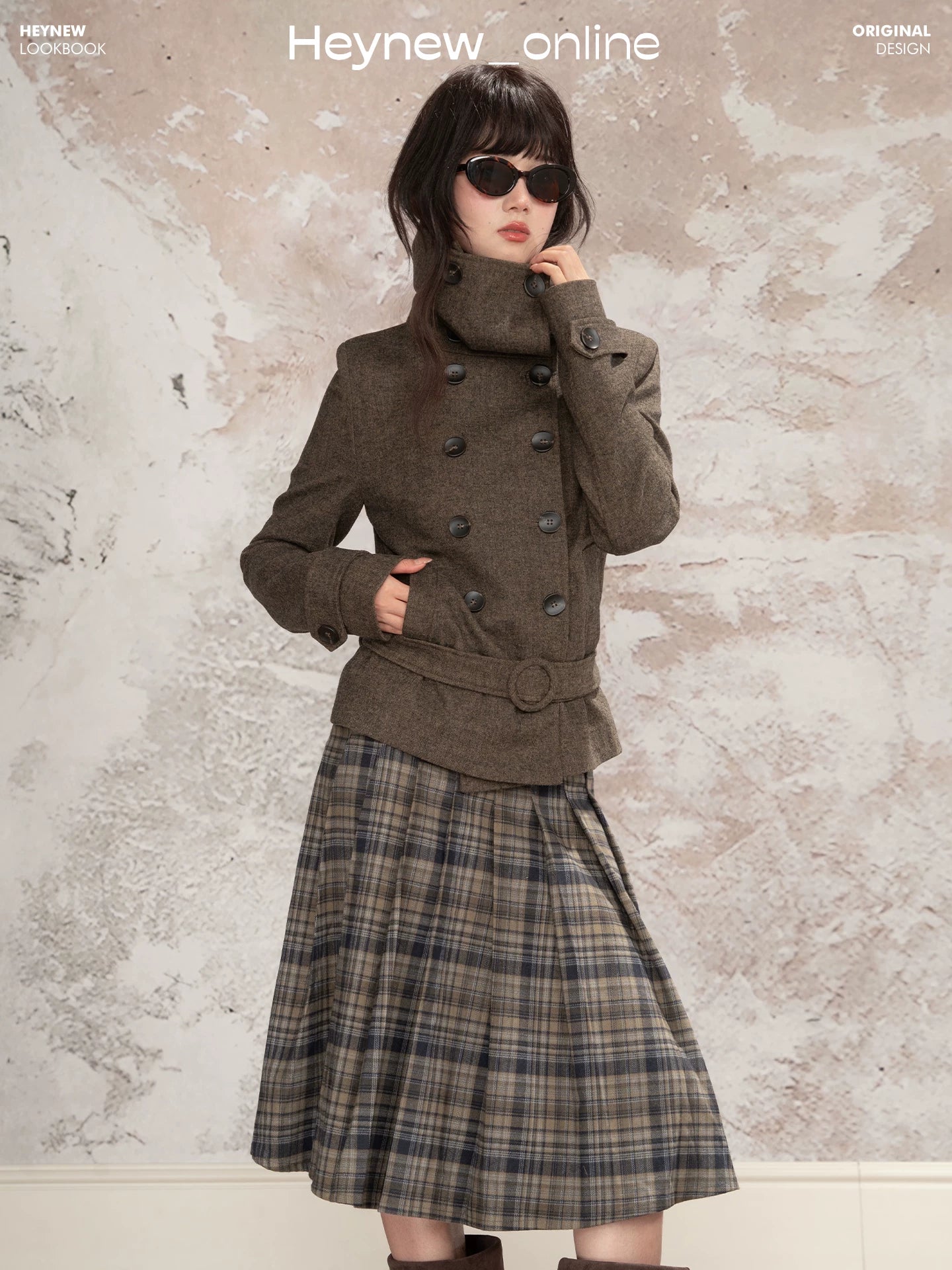 LOVEHEYNEW Double-breasted Large Lapel Woolen Short Jacket