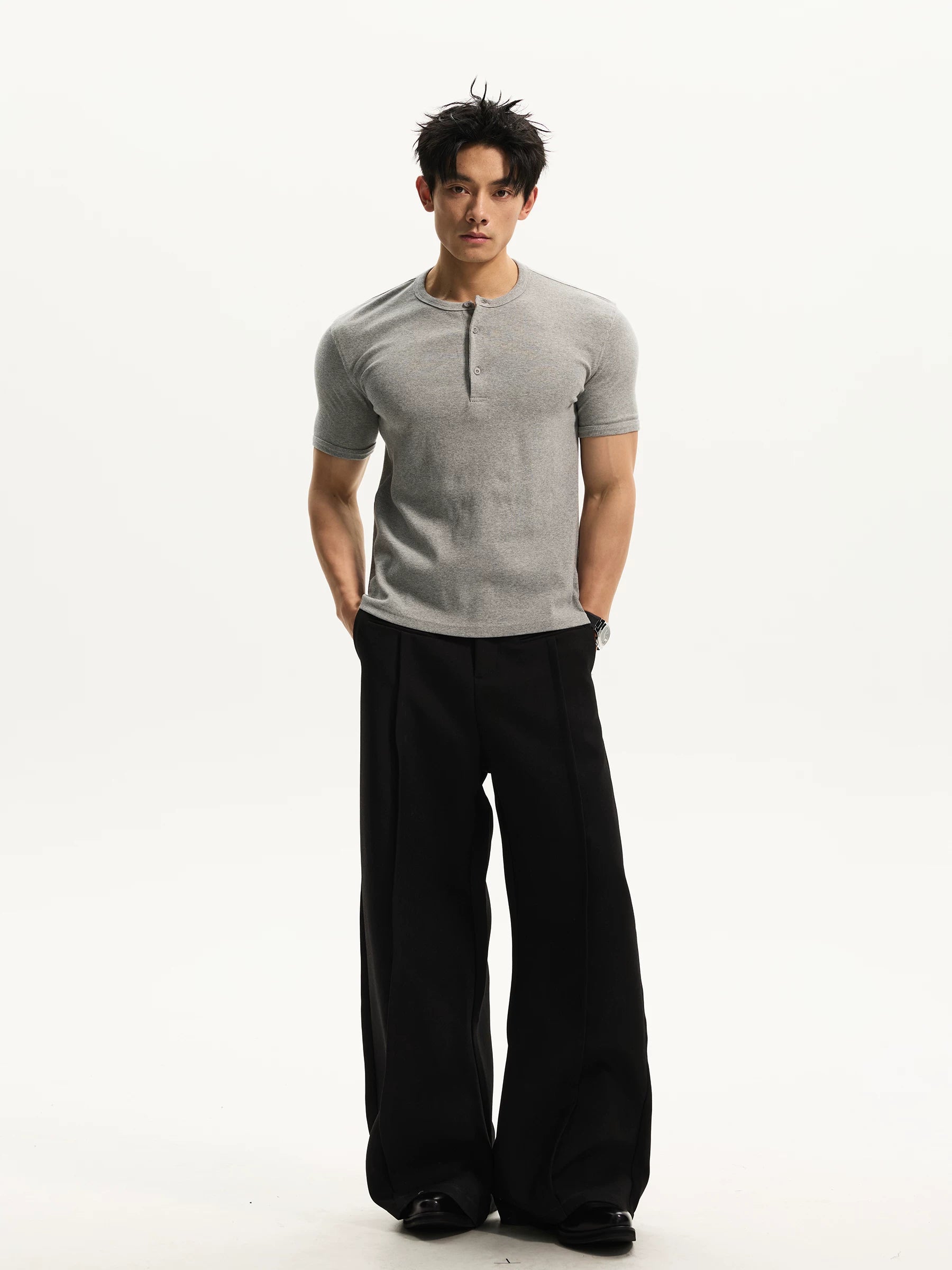 DAY NY Henry Collar Slim Fit Versatile Tee