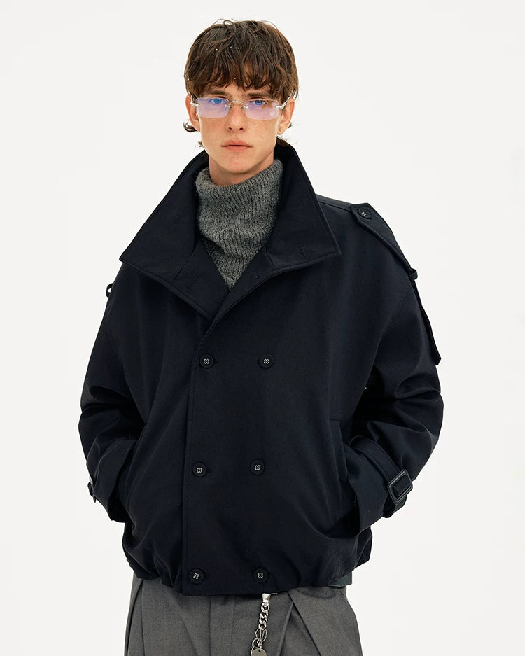 MADWITCH Double-breasted Stand-up Collar Thermal Tooling Jacket