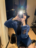 YOUNG KYLIN V-neck Lazy and Relaxed Thickened Knitted Jacket