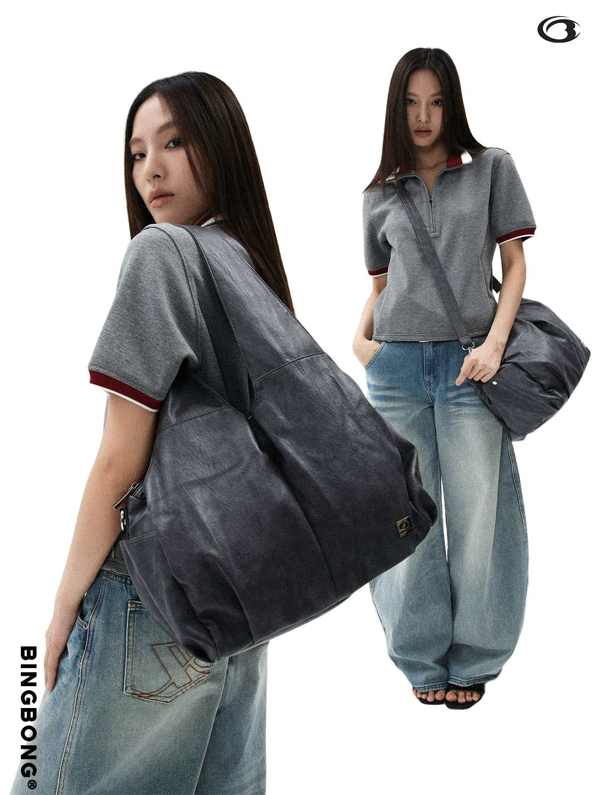 BINGBONG Retro Lazy Wind Large Capacity Messenger Tote Bag