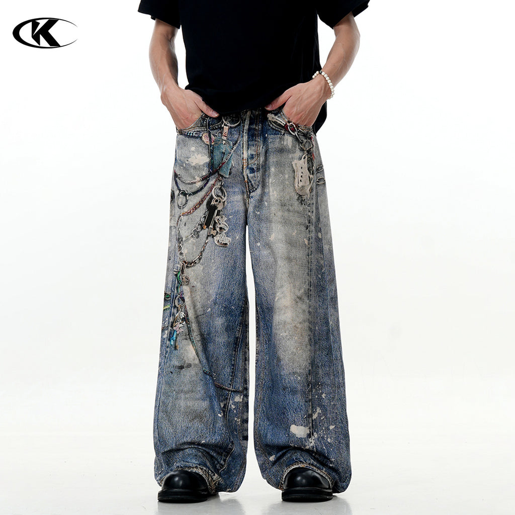 11KN CHAIN printed jeans