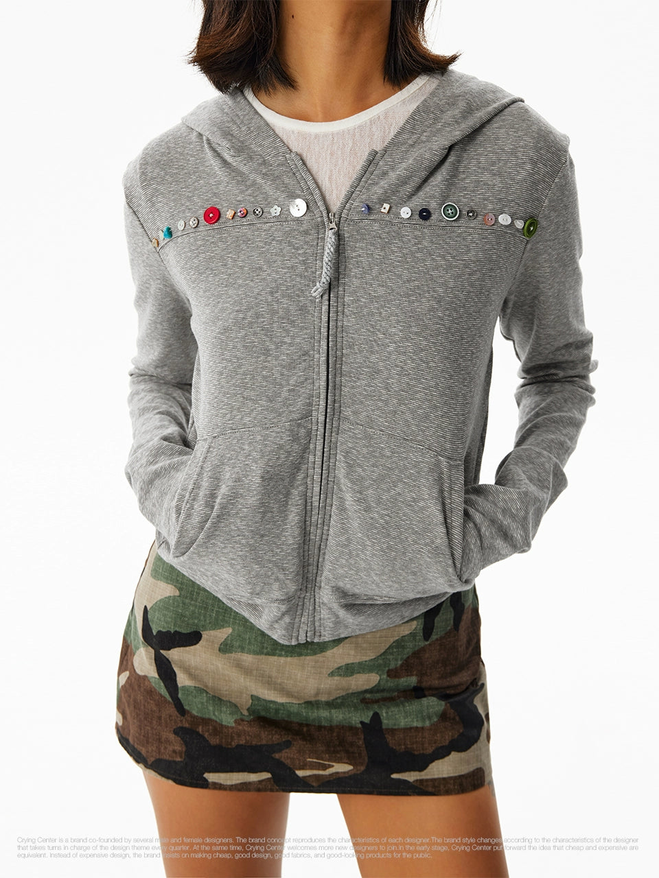 CryingCenter Flower Fit Multi-Button Hooded Cardigan