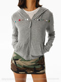 CryingCenter Flower Fit Multi-Button Hooded Cardigan