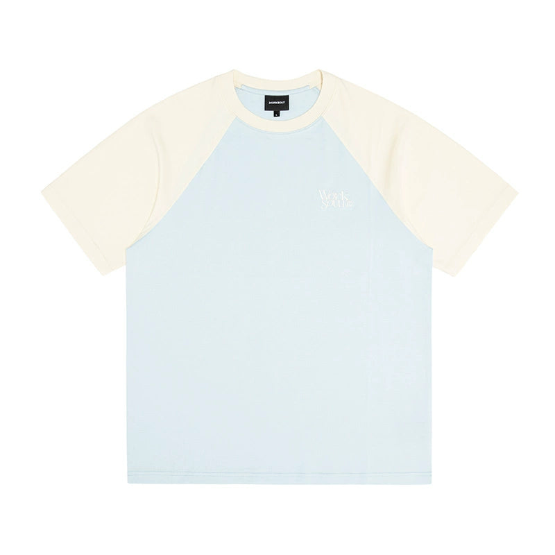 NICEBAD Contrasting Color Raglar Sleeve Embroidery Tee