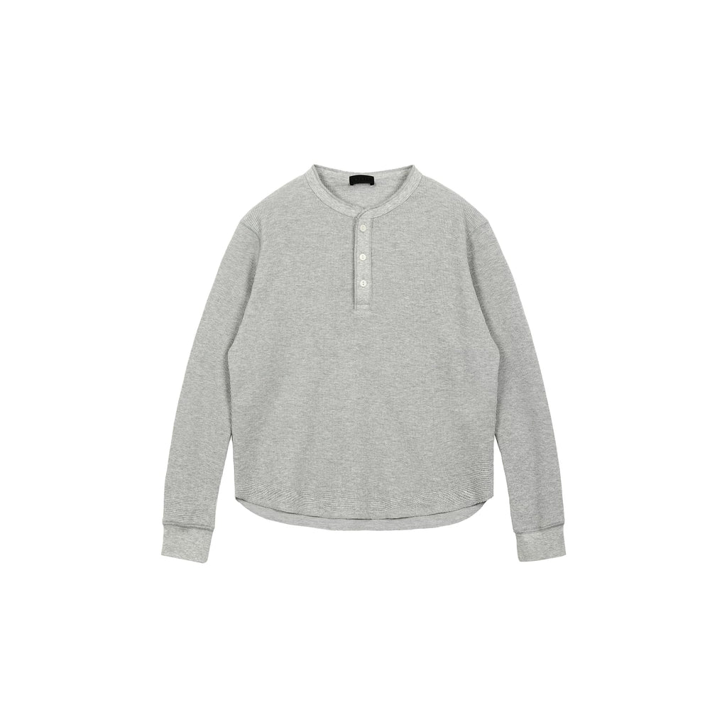 Plus No Logo Casual Henley Long Sleeve