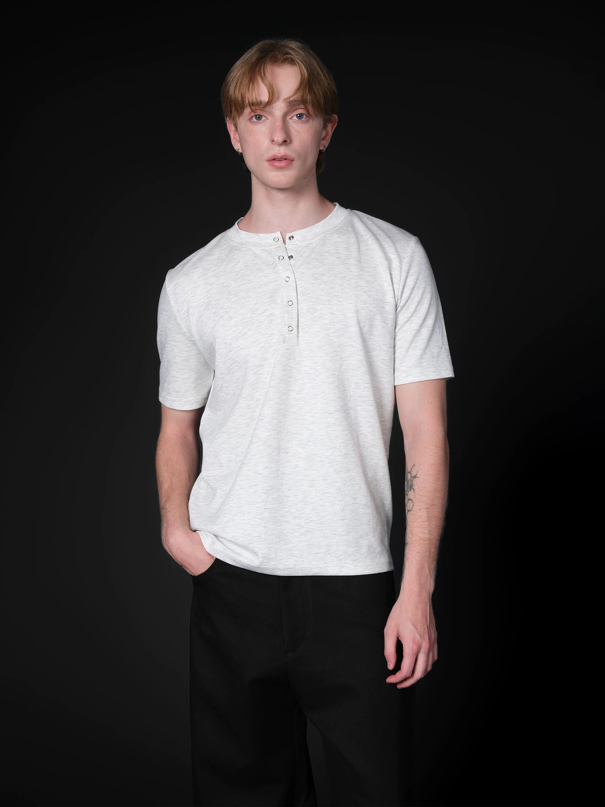 Set for life Modal Cloud Sense Henry Collar Short Sleeve