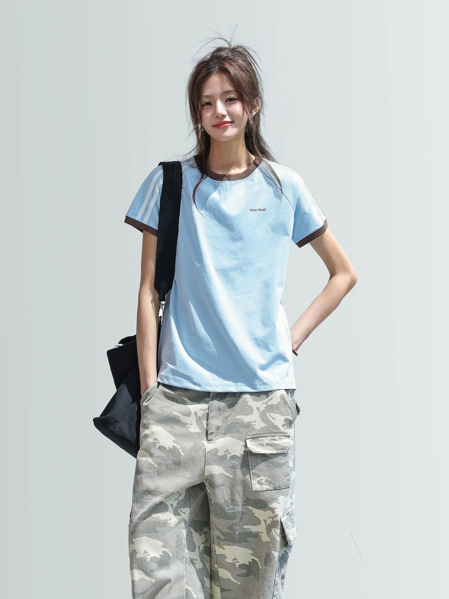 CHANT2nd Striped Splicing Short Tee