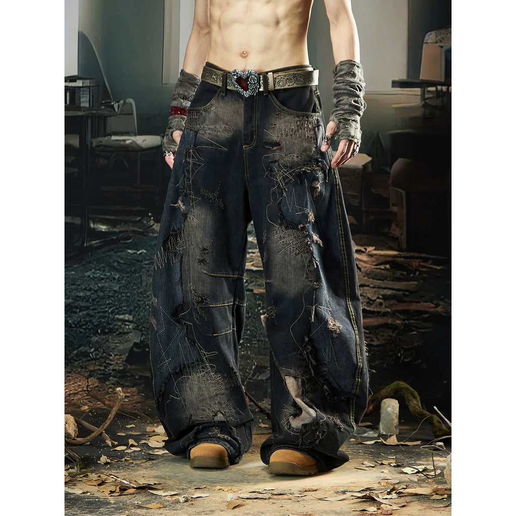 NOMANIAI Wasteland Heavy Industries Patch Old Rough Scimitar Jeans