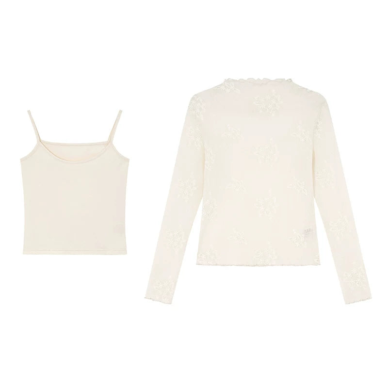 Kano Stretch Jacquard Embroidered Semi-turtleneck Bottoming Shirt